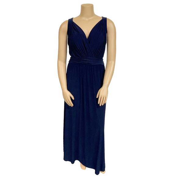 Koh Koh Maxi Dress Sz 2X New $65 Navy Blue Sweetheart Neckline Cocktail Gown - Picture 1 of 11